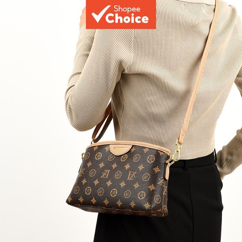 Bolsa tiracolo pequena com estampa de monograma vintage, alça ajustável de PU, leve, bolsa tiracolo elegante para uso