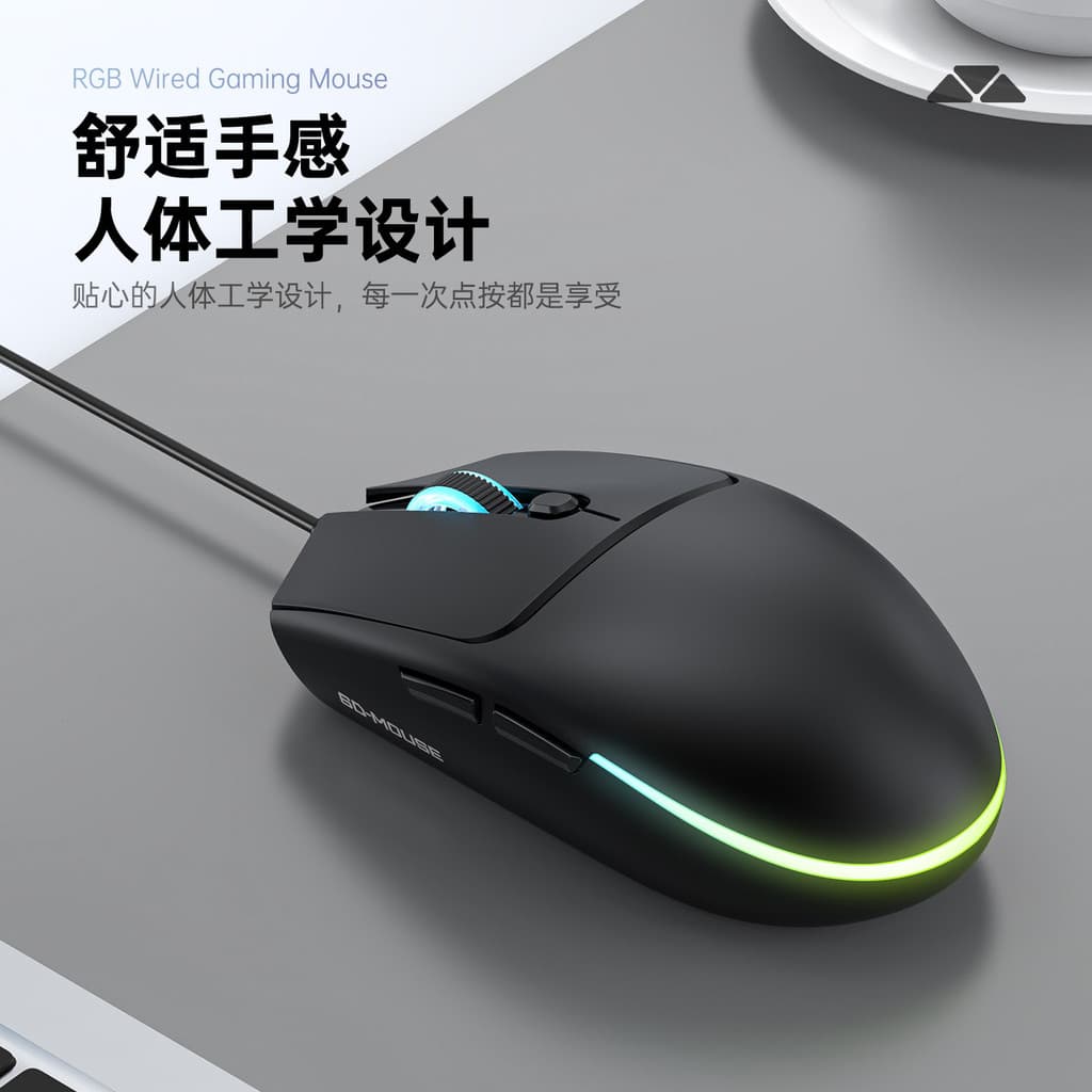 [Estoque pronto] Mouse com fio comendo frango LOL Jogo de jogos Mudo RGB Iluminação Home Office Leve WJG