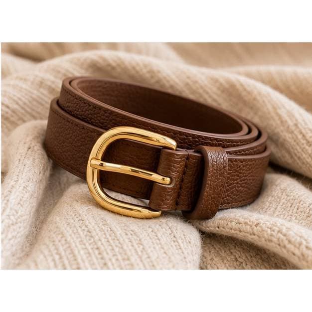 Cinto Feminino Fino Elegante Ajustável Couro para Jeans Vestidos Calça Social Casual