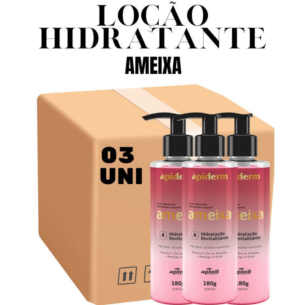 Kit 03 Unidades  Ameixa Loção Hidratante Corporal 180g  Apinil (Campanha)