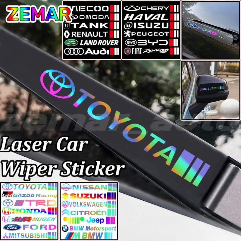 2 Pçs Laser Limpador De Carro Adesivo Reflexivo Porta Do Espelho Retrovisor Adesivos Decoração Decalque À Prova Dwaterpr