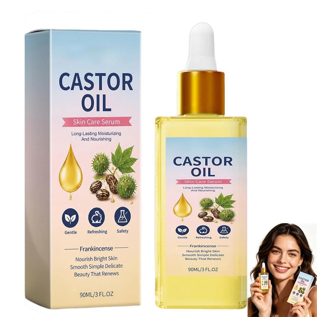 Sérum Facial de Óleo de Rícino, Óleo Hidratante Nutritivo para a Pele, Óleo de Massagem Natural para Rosto, Corpo e Pesc