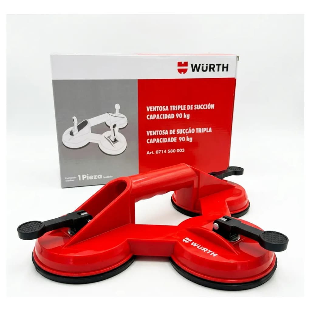 Ventosa De Sucção 3 Tripla Profissional Para Vidro  e Cerâmica Wurth 90kg
