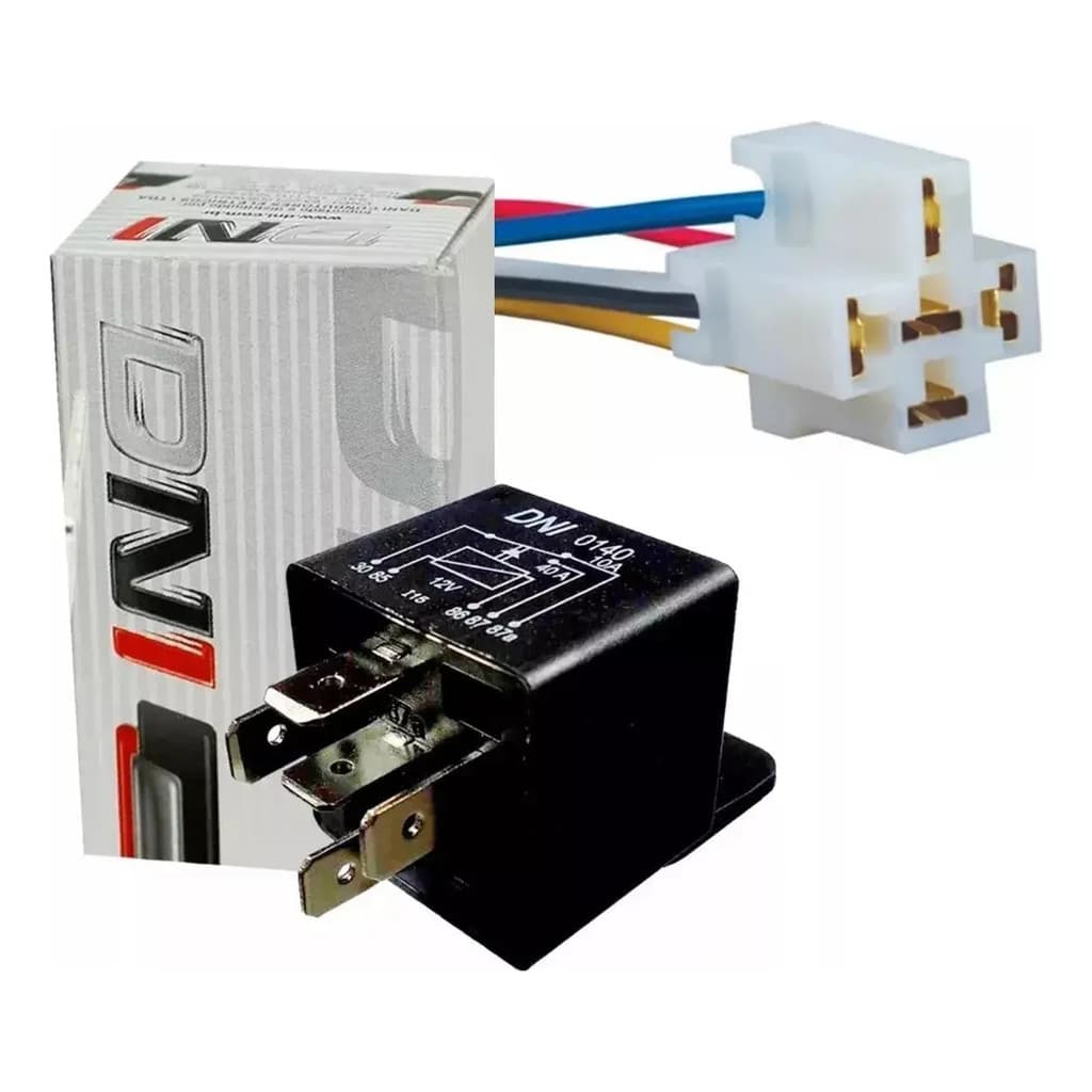 Kit Rele DNI Original Auxiliar 5 Pinos 12v 40amp universal com chicote