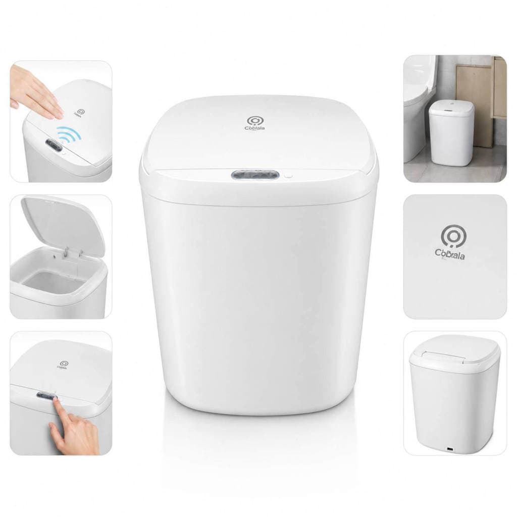 Lixeira Automática Recarregável com Sensor Branco