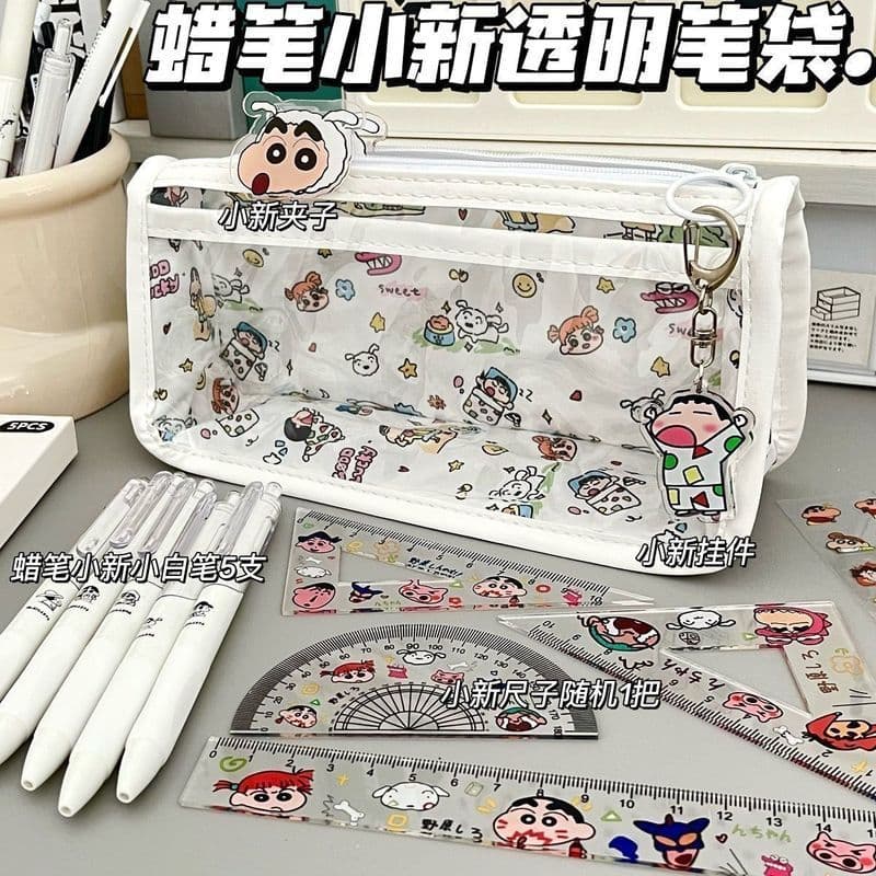 Estojo para lápis Estojo para lápis Estojo para lápis ins Desenho animado de alto valor Cute Crayon Shin-Chan Estojo tra