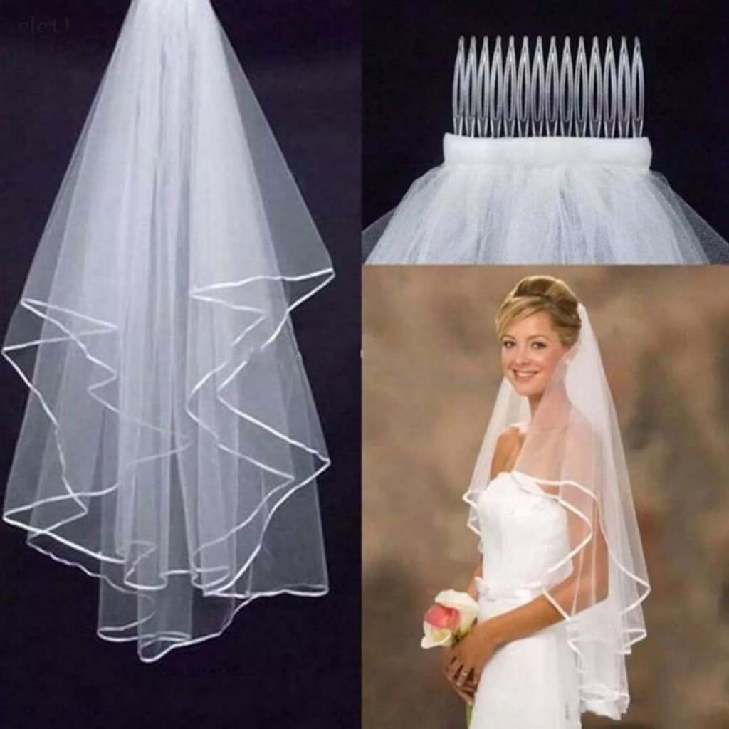 Véu De Casamento De Gaze Longa-Enfeite De Cabelo Elegante Para Noivas