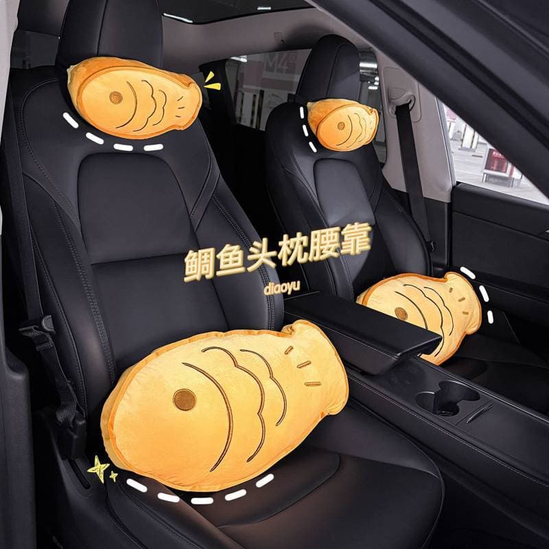 Encosto de cabeça do carro apoio lombar pescoço travesseiro apoio lombar conjunto um par influenciador bonito carro prin
