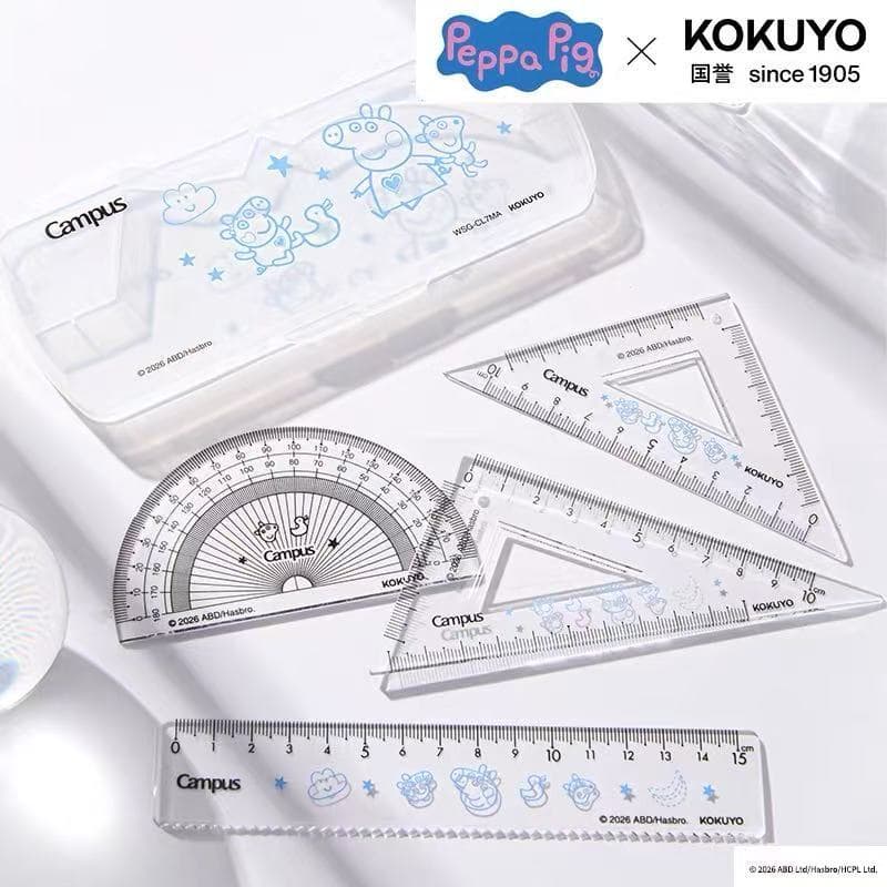 Japão japão kokuyo kokuyo leitão Peppa Pig Co-marca régua impressão urbana 18CM régua visível transparente para estudant