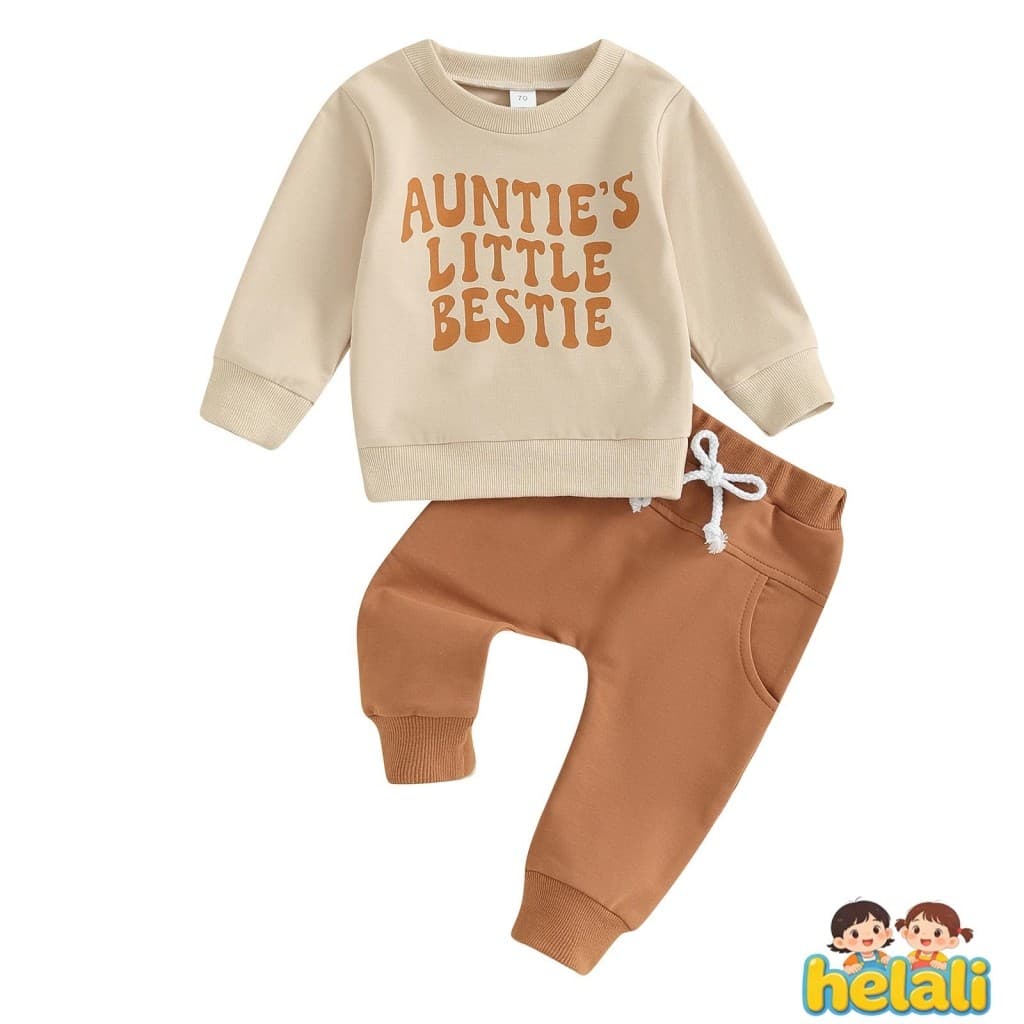 [helali] Conjunto De 2 Peças Para Meninas Com Estampa De Letras , Moletom De Manga Comprida E Calças Elásticas , Roupas