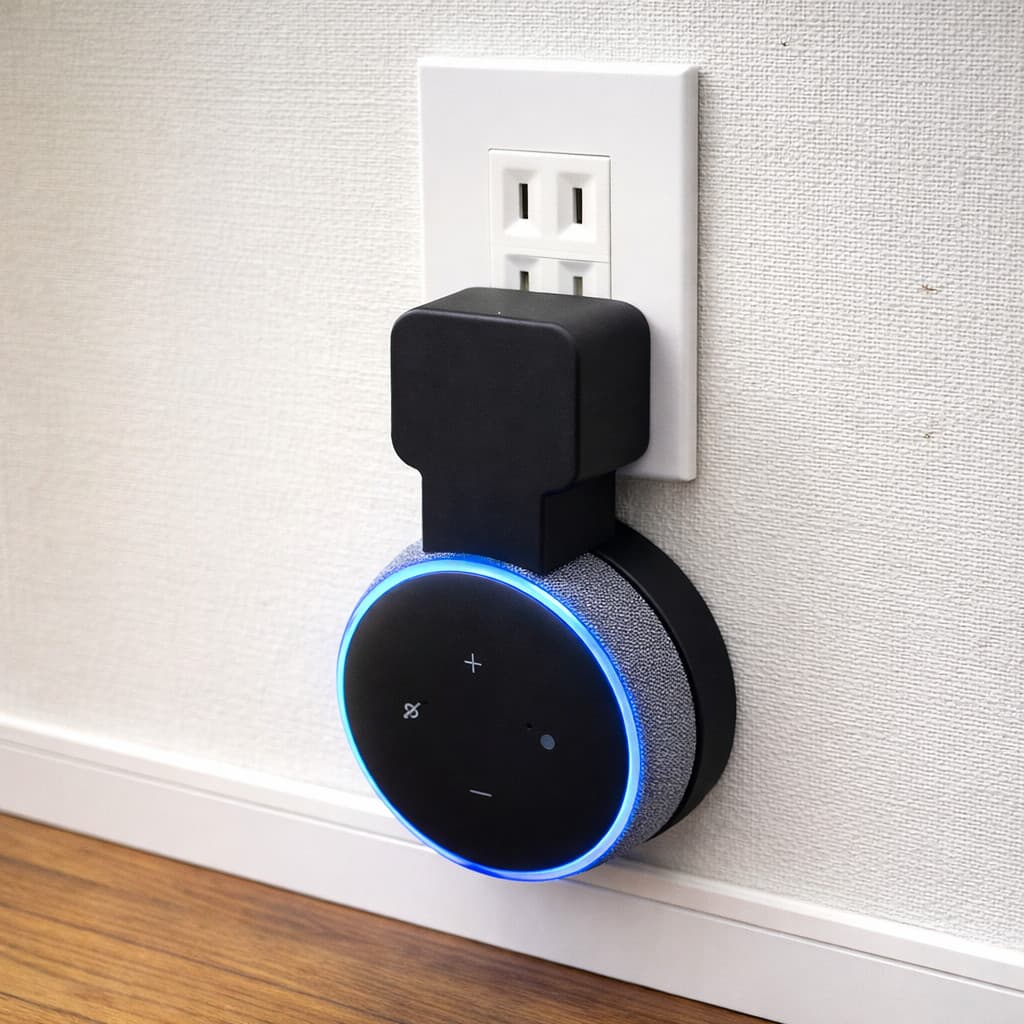 Suporte Alexa Echo Dot 3 Fixação Na Tomada Organizador De Cabos Sem Fio Aparente