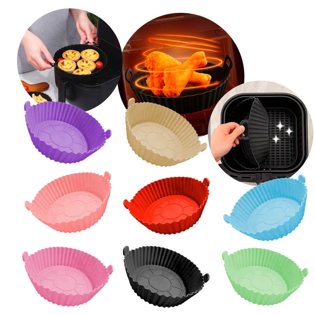 Forma de Silicone para Air Fryer 20cm x 6cm Antiaderente Reutilizável para Bolos Pães Tortas Forno Microondas e Freezer
