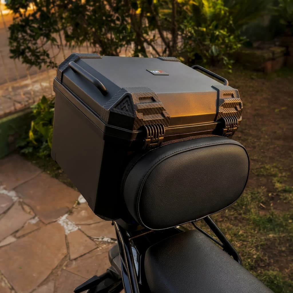Encosto Baú Bauleto Moto Almofada Impermeável Universal Qualidade Luxo Todas