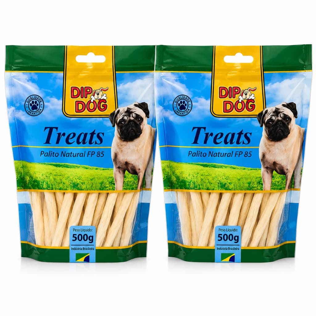 Osso Palito Natural para Cães Couro Bovino Nº 85 (85 mm) – 2 Pacote 500g