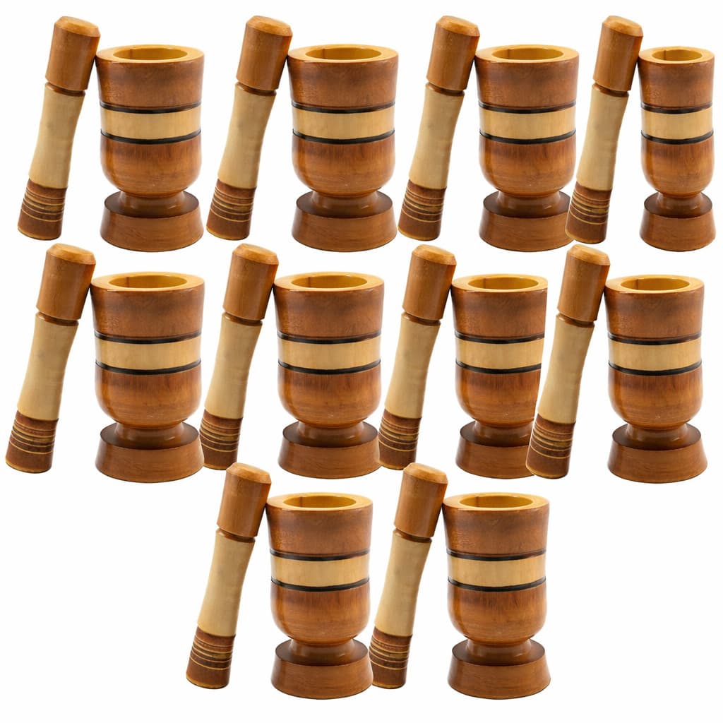 KIT 10 Pilão De Madeira 10 cm Torneado Para Temperos E Alhos atacado