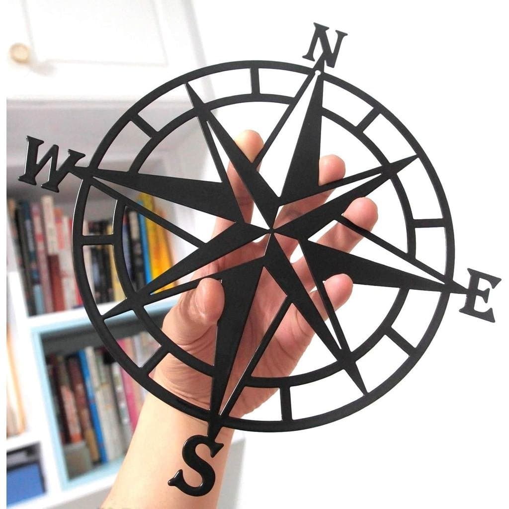 Bússola Náutica Decorativa de Metal de 11 Polegadas para Decoração de Parede, Sala de Estar, Quarto, Escritório, Varanda