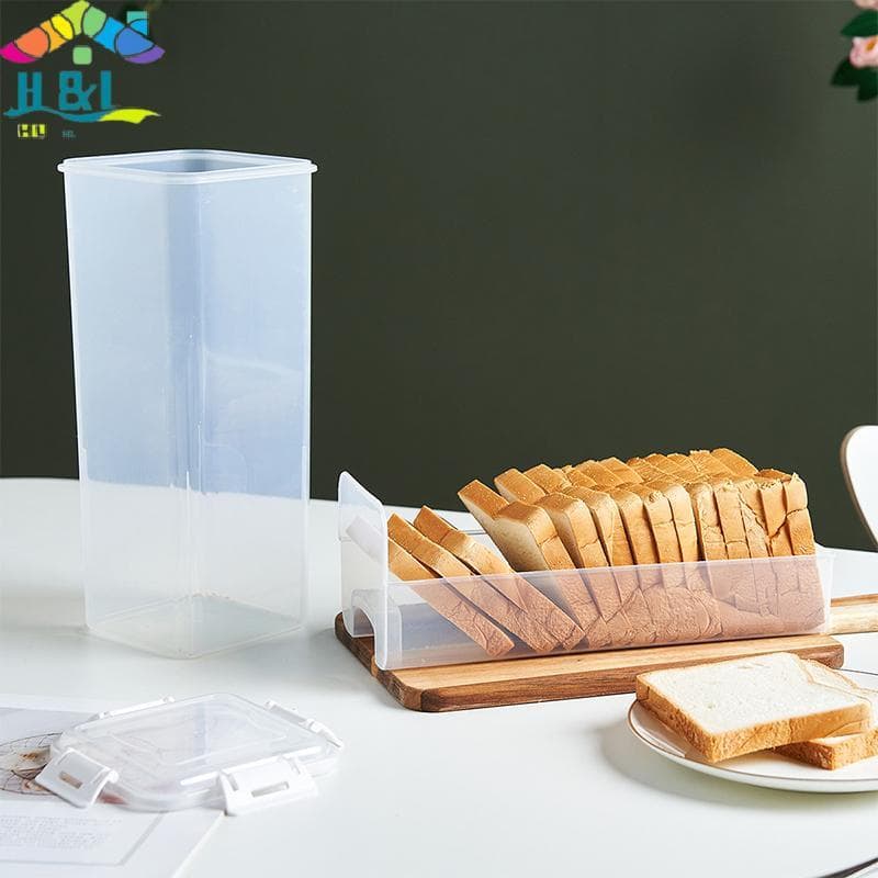 Caixa De Pão Hermética Transparente Com Tampa Suporte Para Sanduíche Caseiro Protetor Alto Cozinha { th }