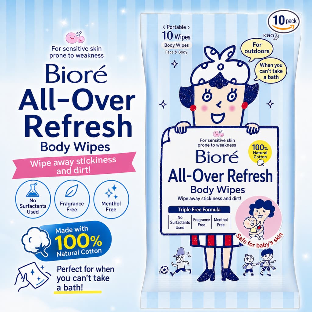 Kao Biore U Refreshing Body Wipes, Travel Size Made in Japan【Direct from Japan】