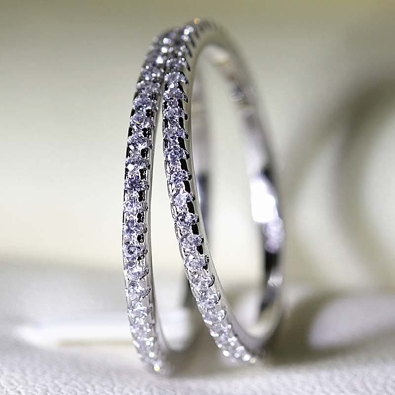 JZ094 Anel feminino banhado a ouro com cauda ultrafina, círculo completo, diamante, zircônia, fileira única, Micro-incru