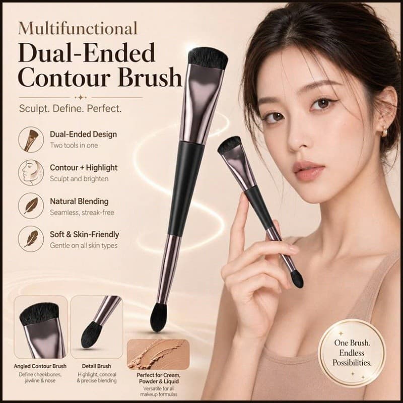 [Multifuncional] JMY 2-in-1 Nose Shadow Contour Brush / Pincel Nasal Duplo / Pincel de Iluminação / Pincel para Contorno