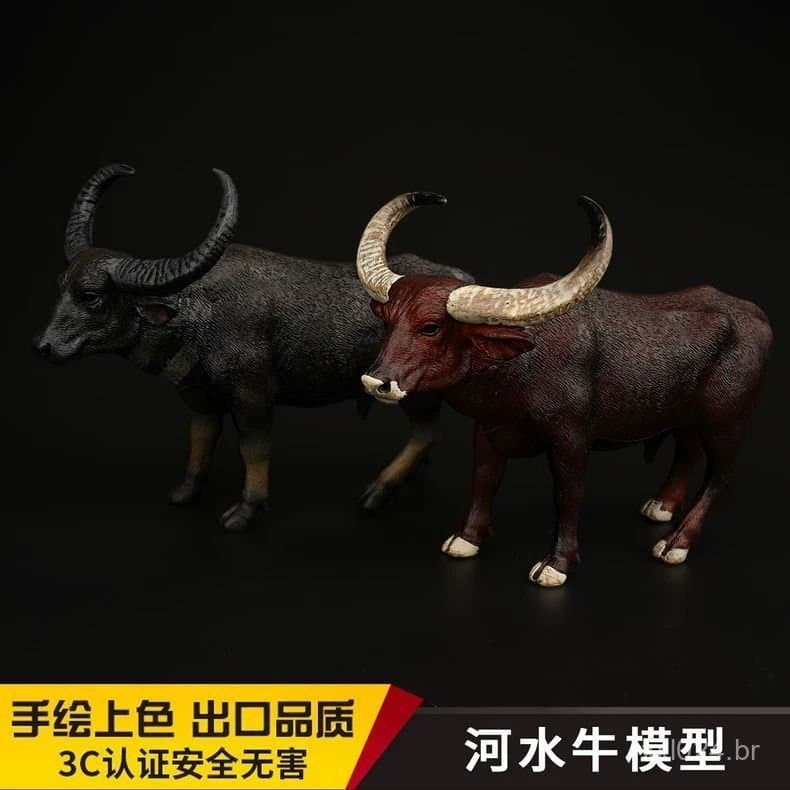 Brinquedo infantil sólido de animal simulado, modelo de animal, búfalo macho, búfalo doméstico, búfalo de rio, ornamento