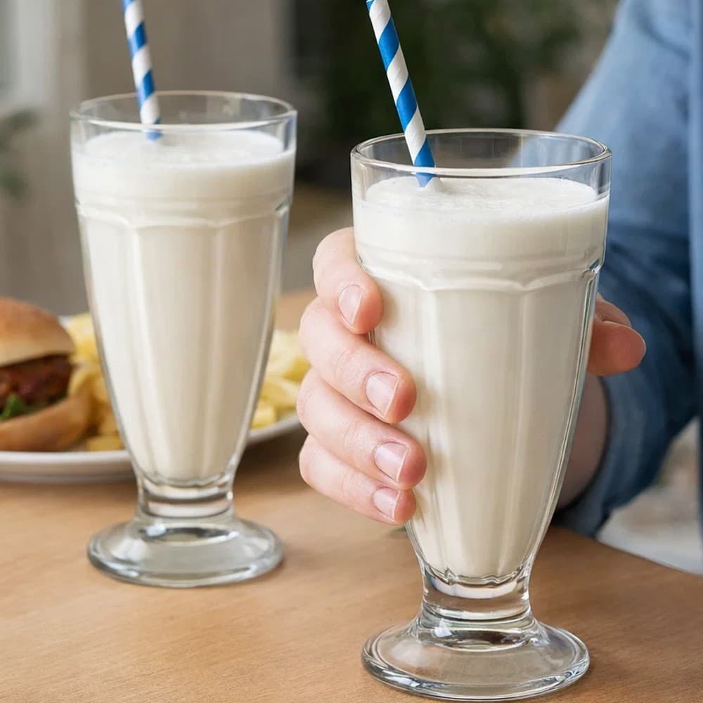 Conjunto 2 Taças de Vidro Drinks Sobremesa Milk Shake Bebida Copo Sorvete Coquetel Recipiente