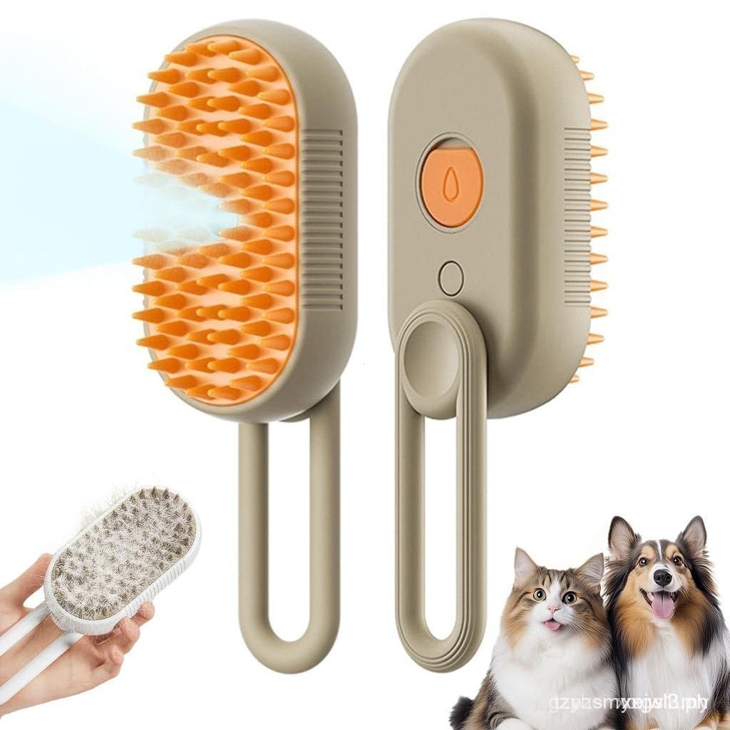 Escova a vapor para cães, pente pulverizador para remoção de pelos de animais de estimação, pente pulverizador para gato