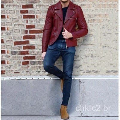 Jaqueta Masculina Casual Curta De Couro PU Europeia Americana Moderna Para Motociclista