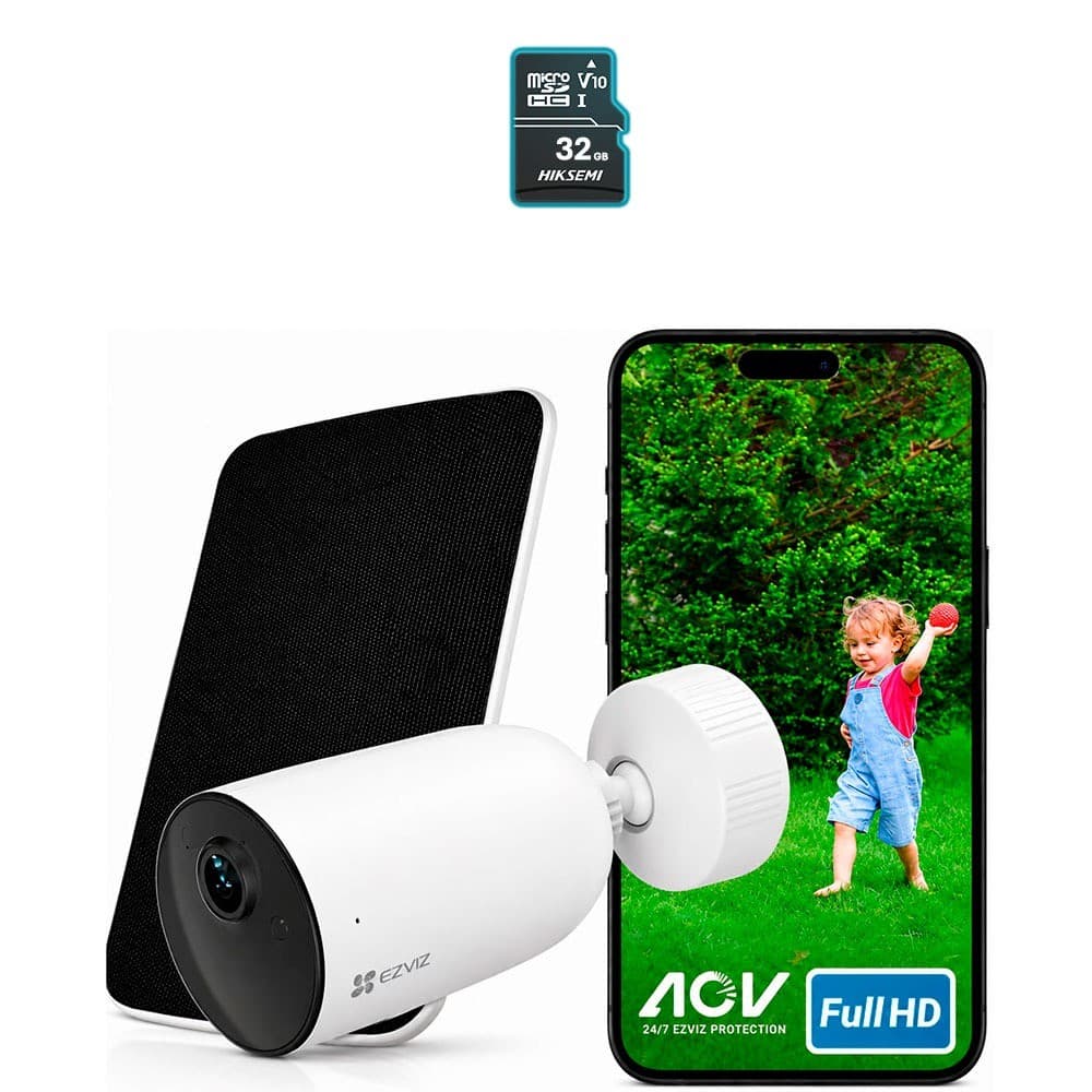 Kit Câmera WiFi Ezviz CB3 FullHD IR 15m + Painel + SD 32GB
