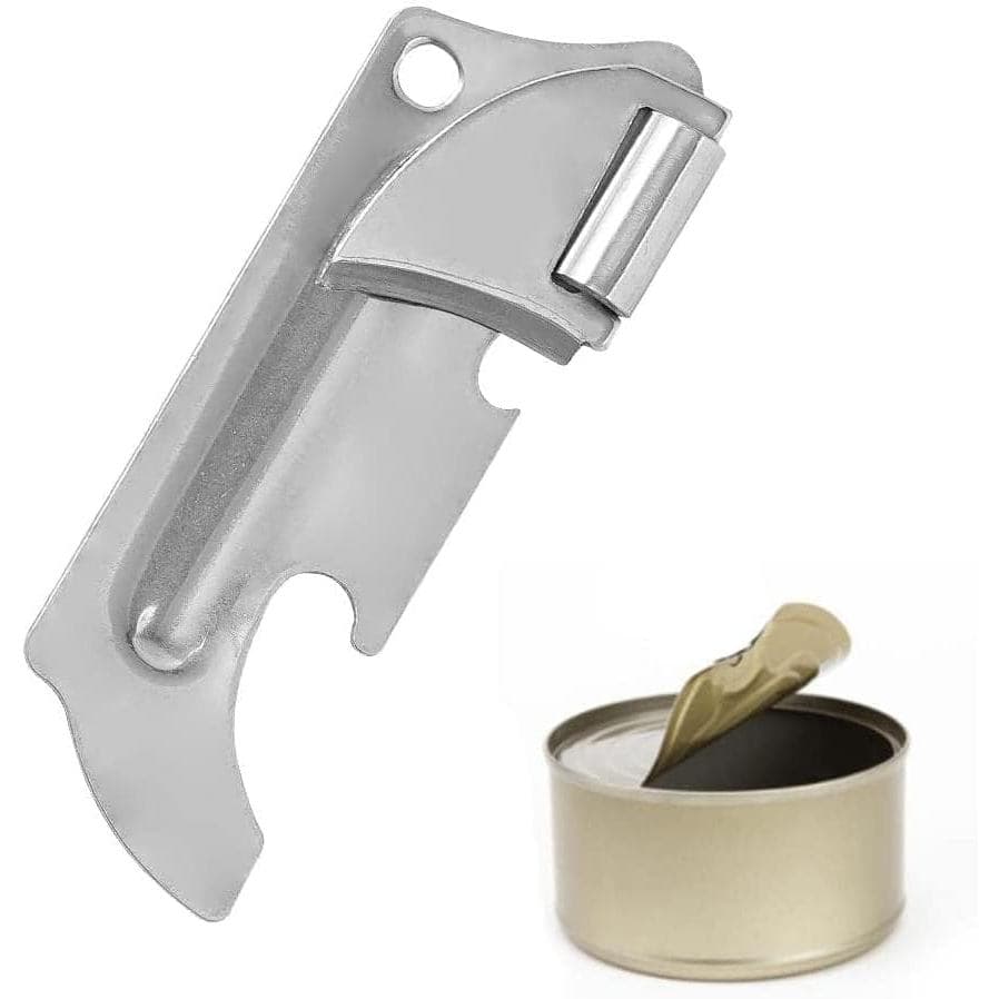 Abridor de Latas Estilo Militar em Aço Inoxidável com Chaveiro, Abridor de Latas Portátil para Cozinha, Viagens, Camping