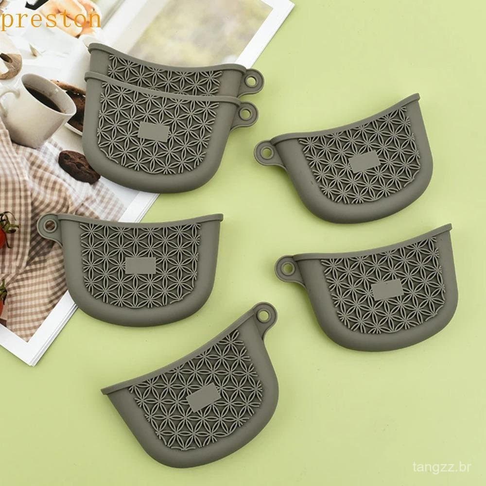 Capa De Alça De Panela PRESTON , Clipe De Orelha Antiderrapante Anti-Queimadura , Prato De Suporte Cinza De Silicone Esp