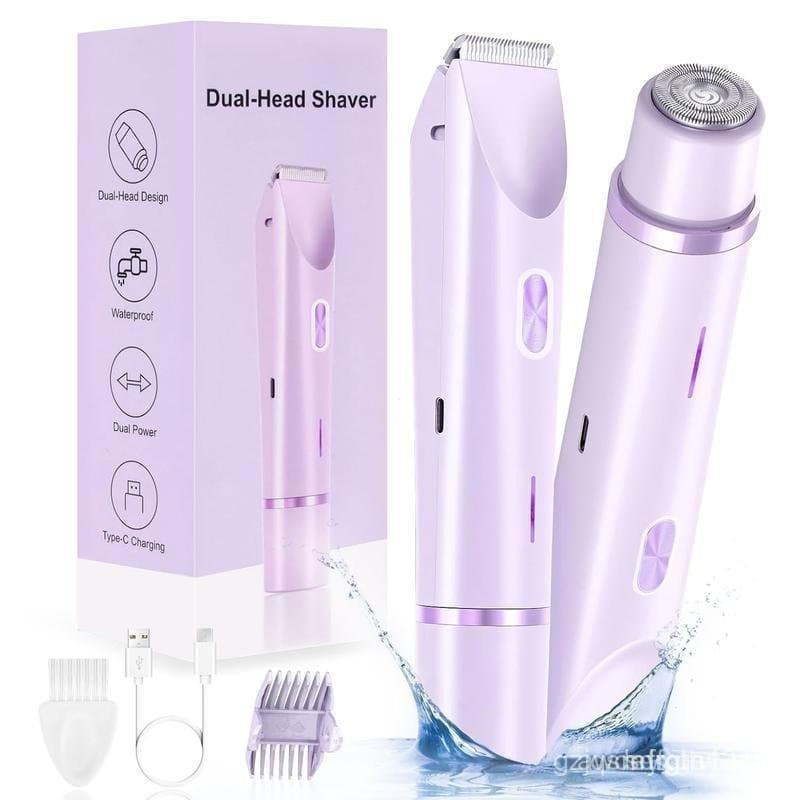 Aparador de pelos para biquíni feminino, barbeador elétrico recarregável. Design dois em, com múltiplas lâminas, pode