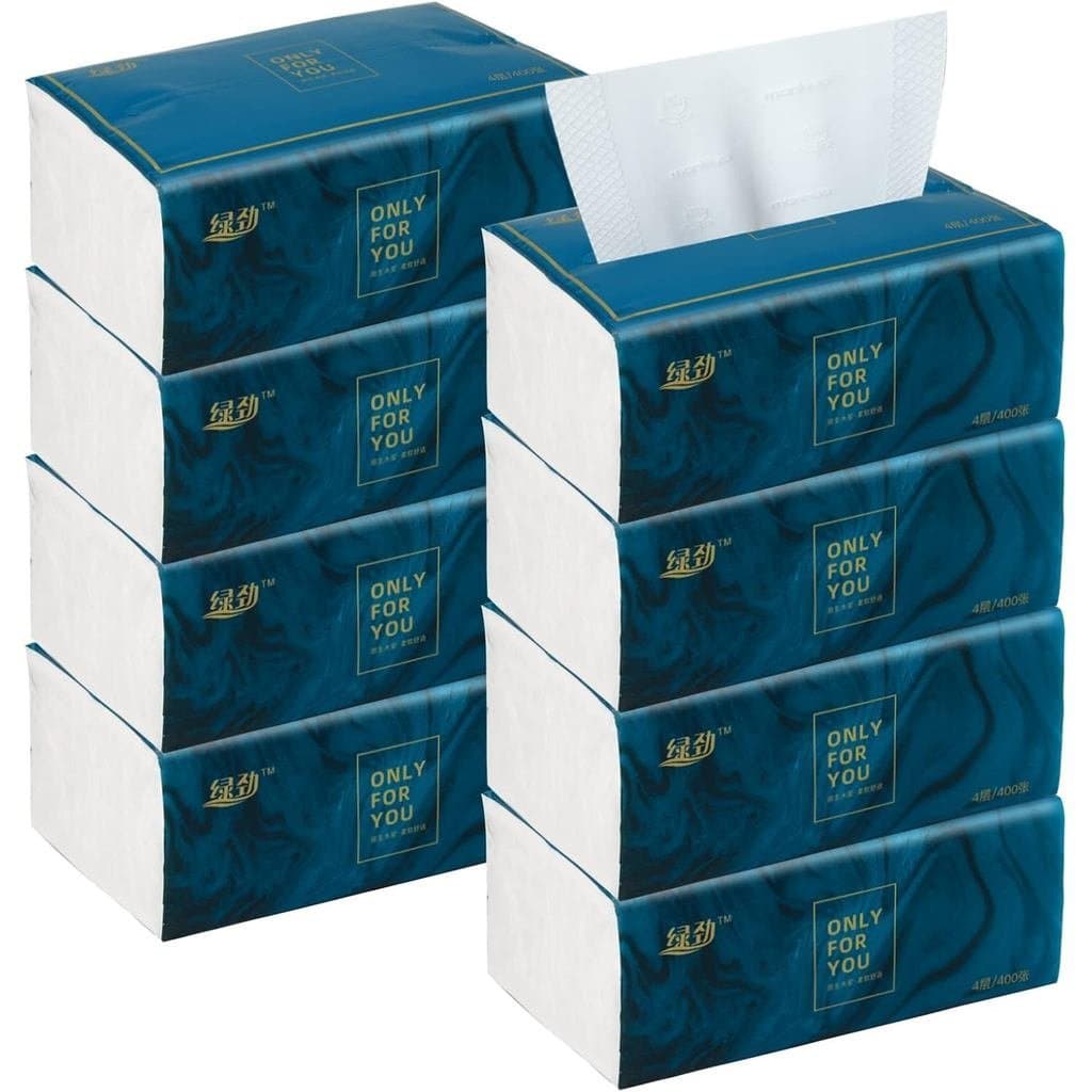 8 Pacotes de Lenços Faciais Descartáveis, Papel Higiênico, Material de Fibra de Polpa de Madeira Natural, Lenço Facial M