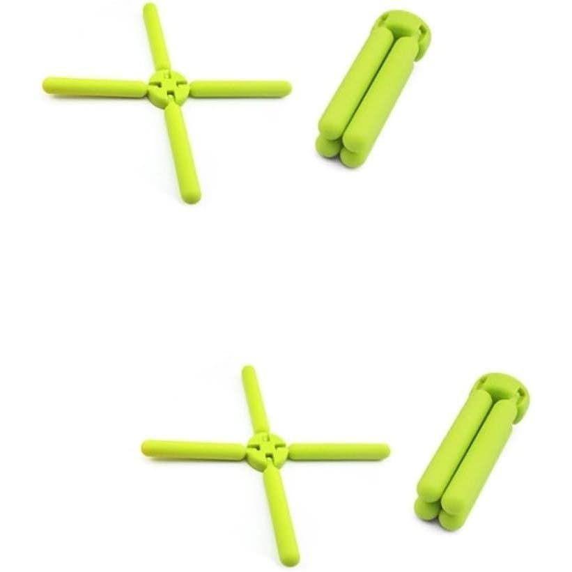 Zerodeko 3 peças de tapete de silicone dobrável resistente ao calor, porta-copos verdes, protetor de mesa, para