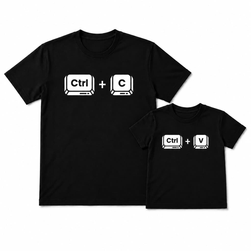 Kit Camisetas Tal Pai Tal Filho Ctrl C Ctrl V Dia dos Pais Presente Casual Algodão Premium