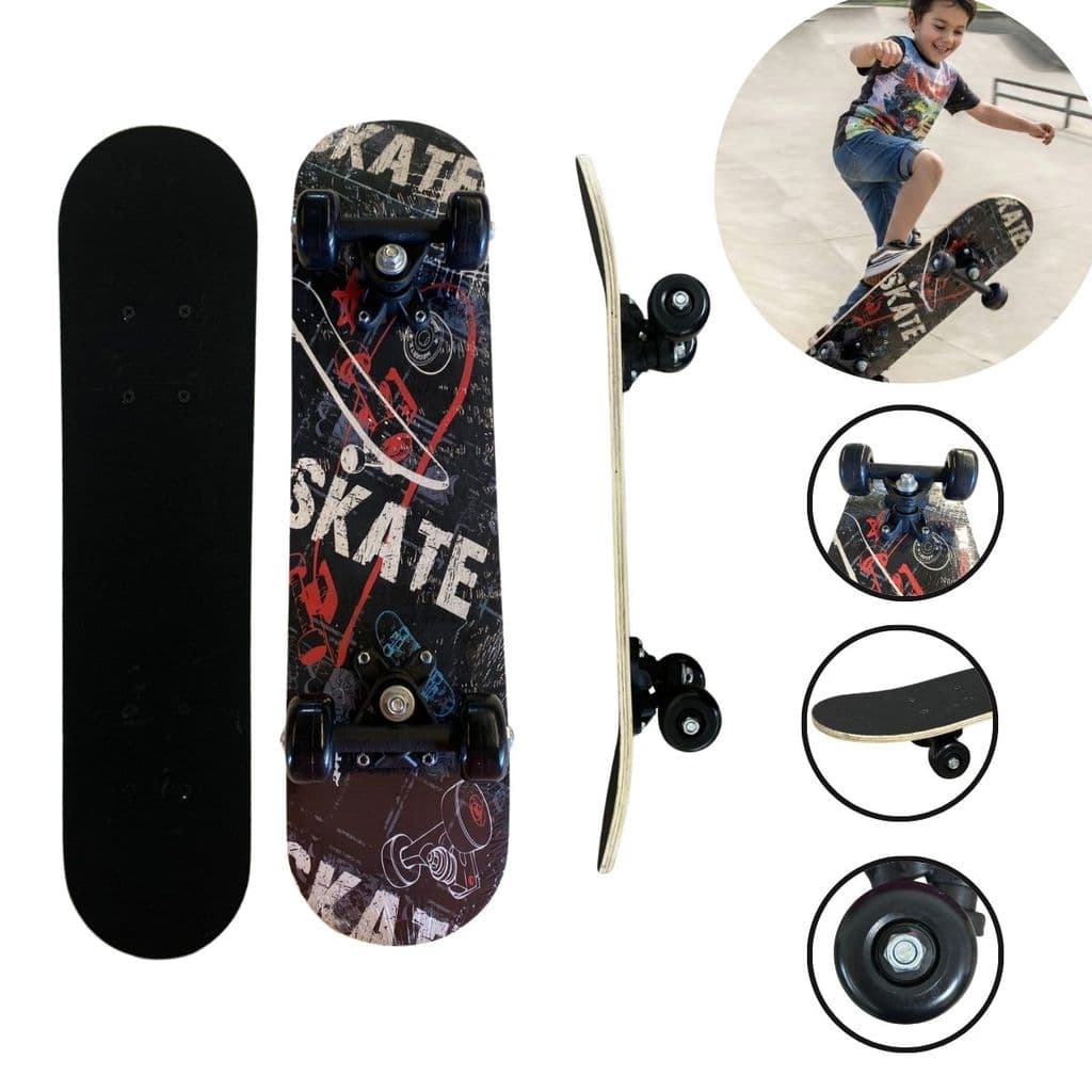 Skate Infantil 24 Polegadas Shape Skate Com Bolsa Para Transporte Shape Madeira Rodas 50mm Importway