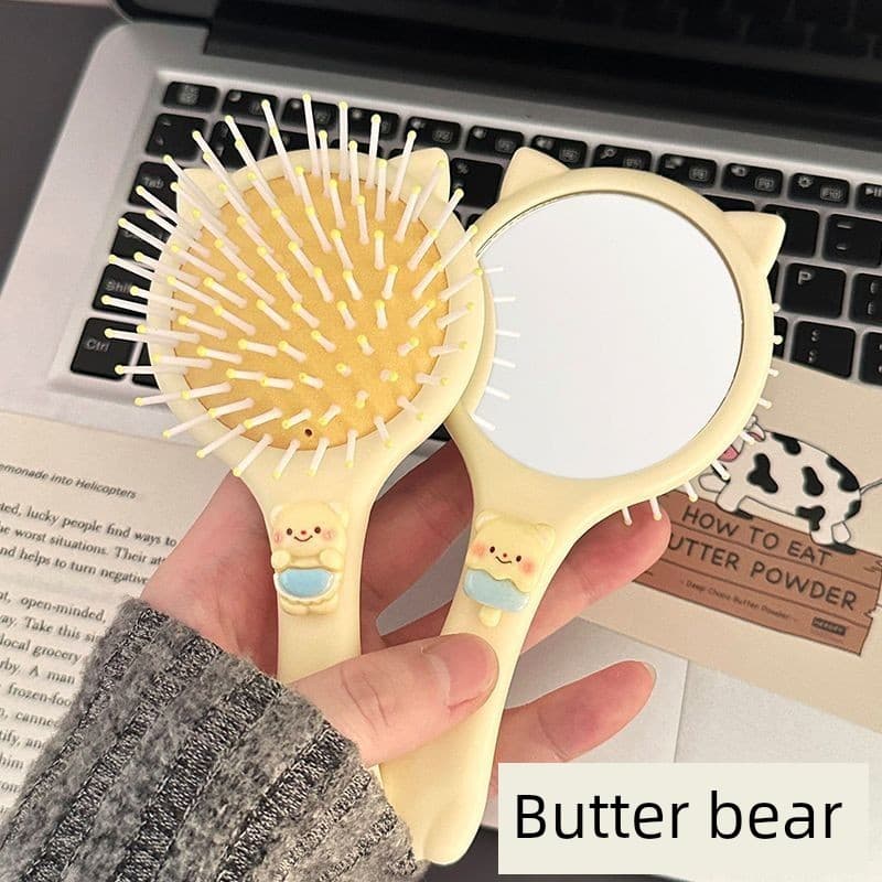 Bonito dos desenhos animados manteiga urso pente pequeno portátil Carry-on Mini Airbag massagem almofada de ar pente esp