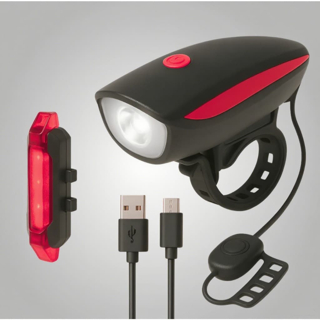 USB LED Lanterna Chifre Bicicleta Luz Forte Recarregável