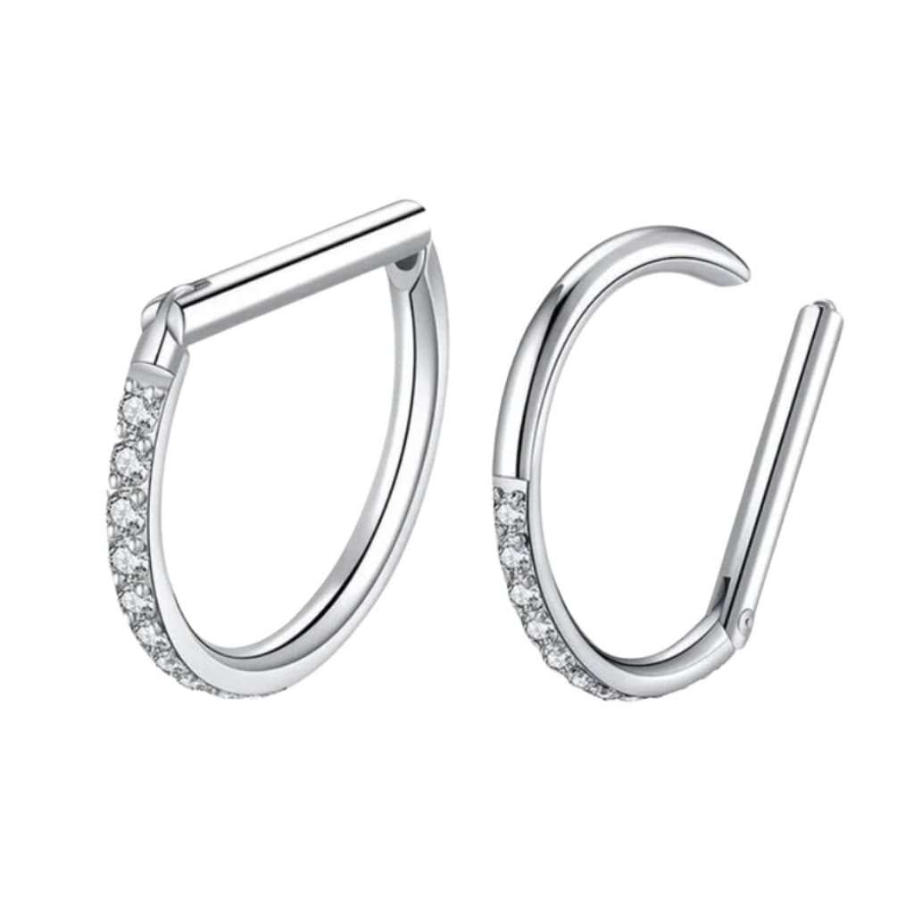 Piercing Titânio Meia Argola Clicker Cravejada