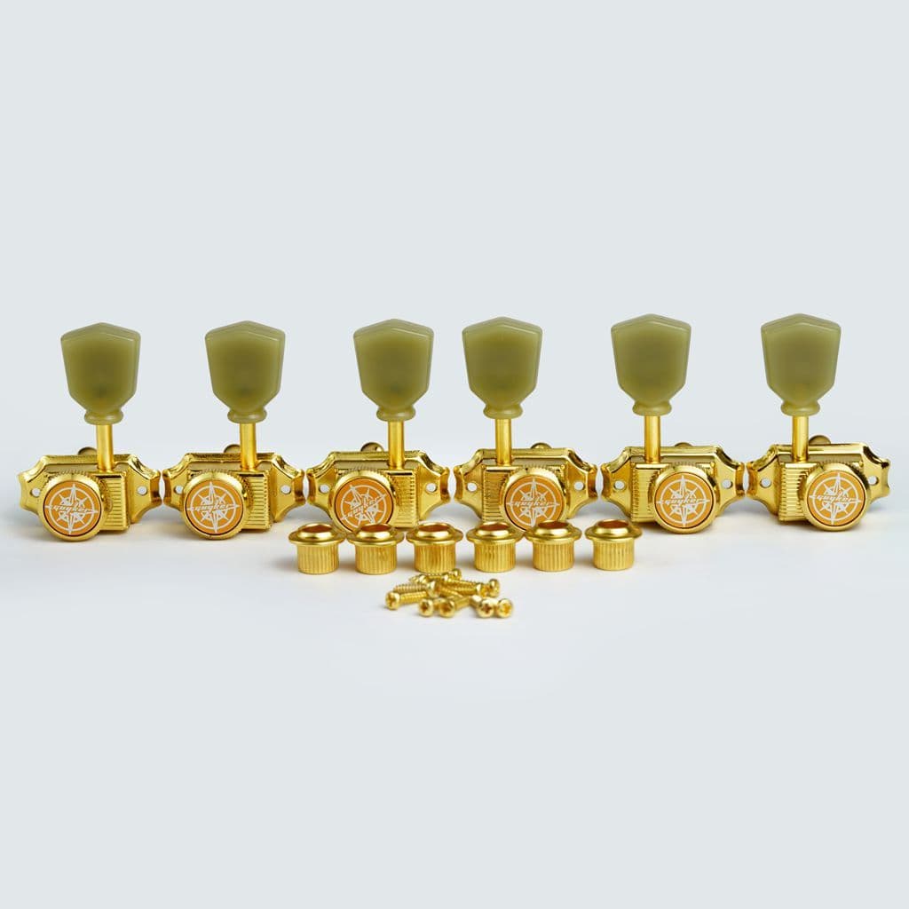 1 Conjunto GUYKER 3R3L Ouro Vintage Deluxe Cabeças De Máquina De Guitarra Elétrica Pegs De Afinação