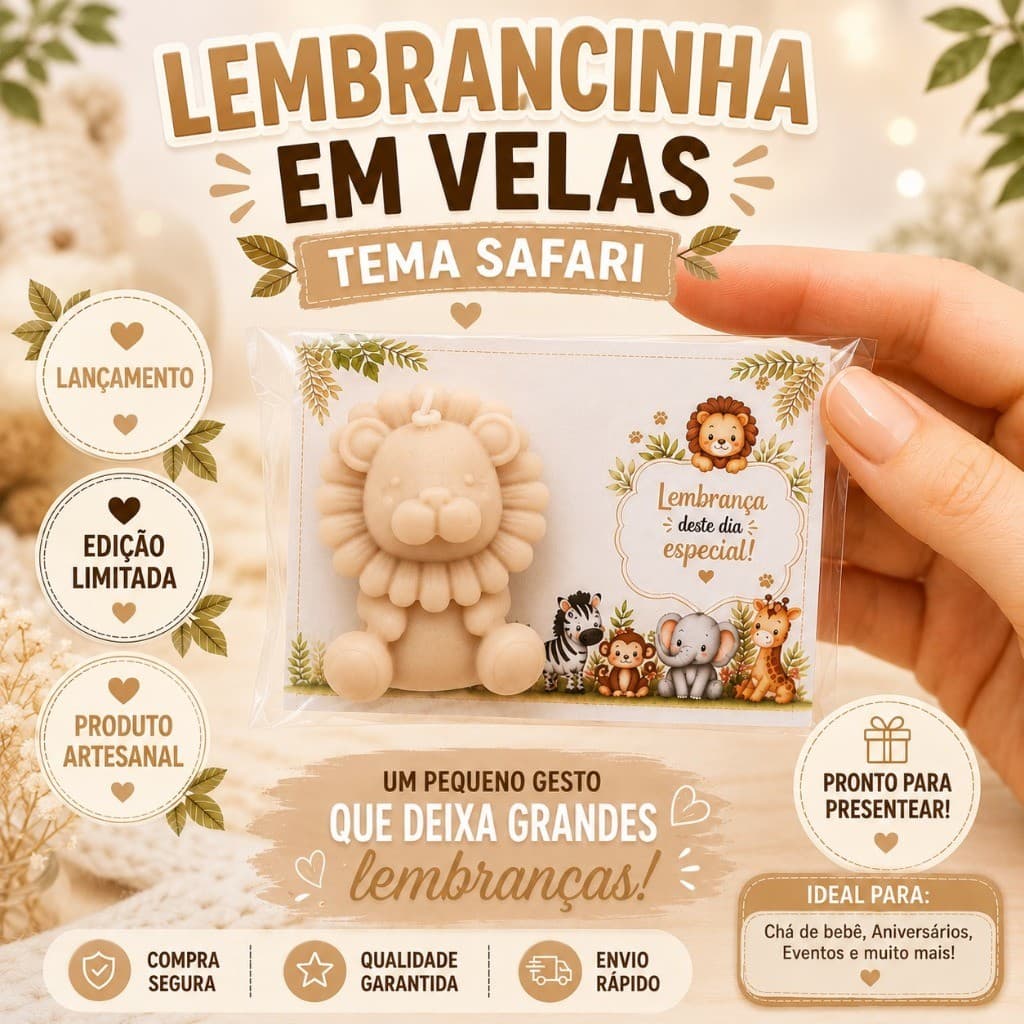 Kit 35 Vela Leão Chá de Fraldas Vela Aromática (LEÃO VELAS)