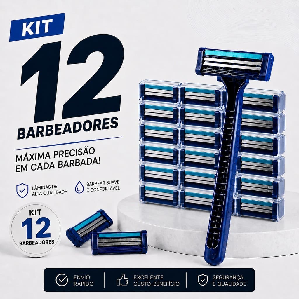 Kit 12 Barbeadores Descartáveis Masculino e Feminino com Fita Lubrificante Barbear -Transforme sua rotina com um produto