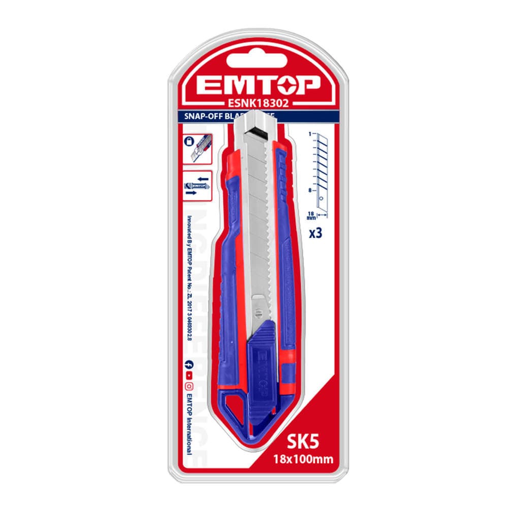 Estilete Profissional Lamina Segmentada 18mm 3 Extras Emtop