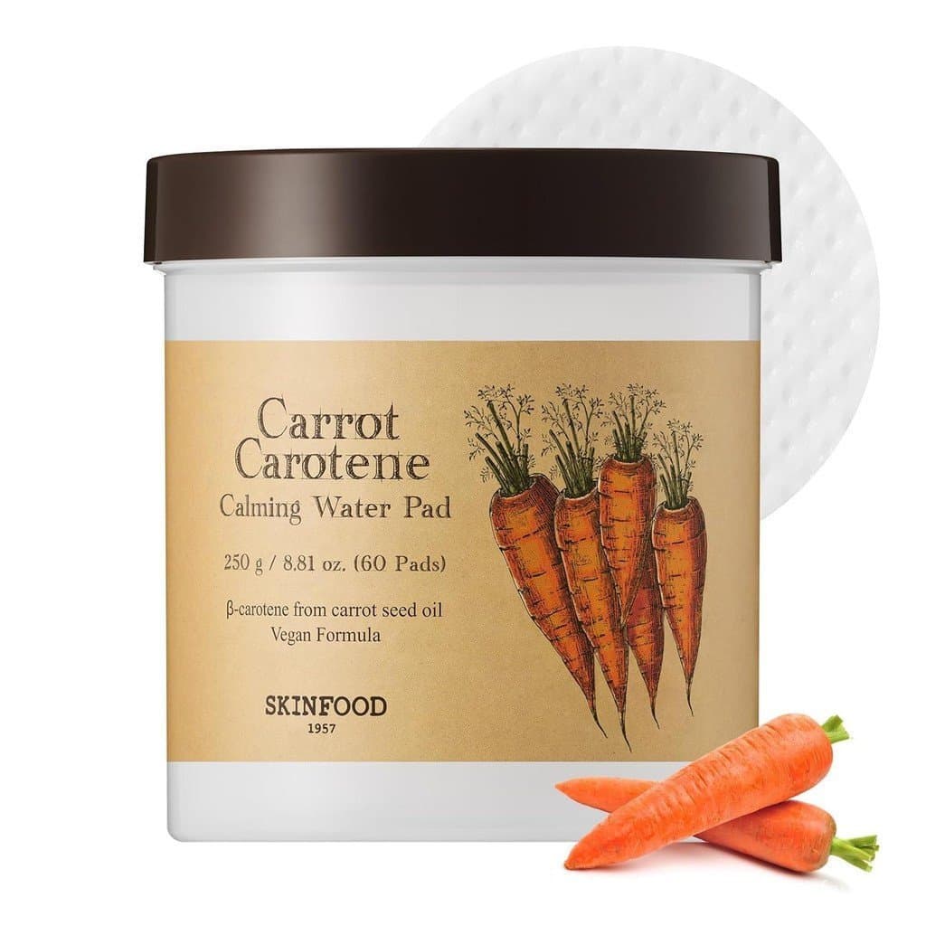 SKINFOOD Discos de Água Calmante com Caroteno de Cenoura, Discos de Tônico Coreano para Cuidados com a Pele do Rosto, Hi