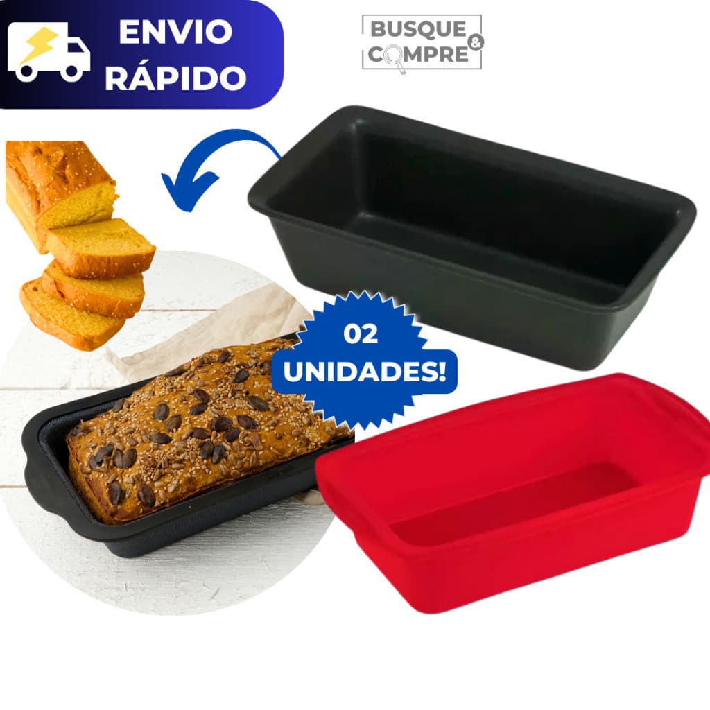 Kit com Forma Pão Bolo Assadeira Molde de Silicone Dobrável Resistente Temperatura Alta Assadeira