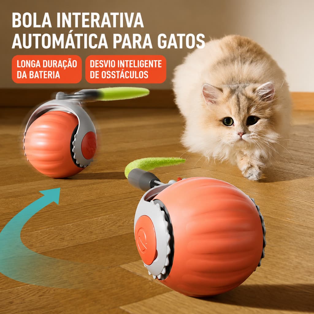 Brinquedo Gato Bola Eletrica Automatica com Cauda Interativa Gasta Energia