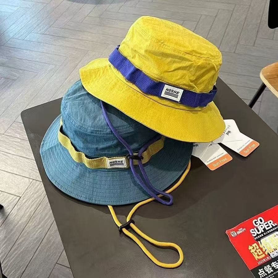 Chapéu de pescador para proteção solar ao ar livre para homens e mulheres, chapéu de verão com faixa colorida e proteção