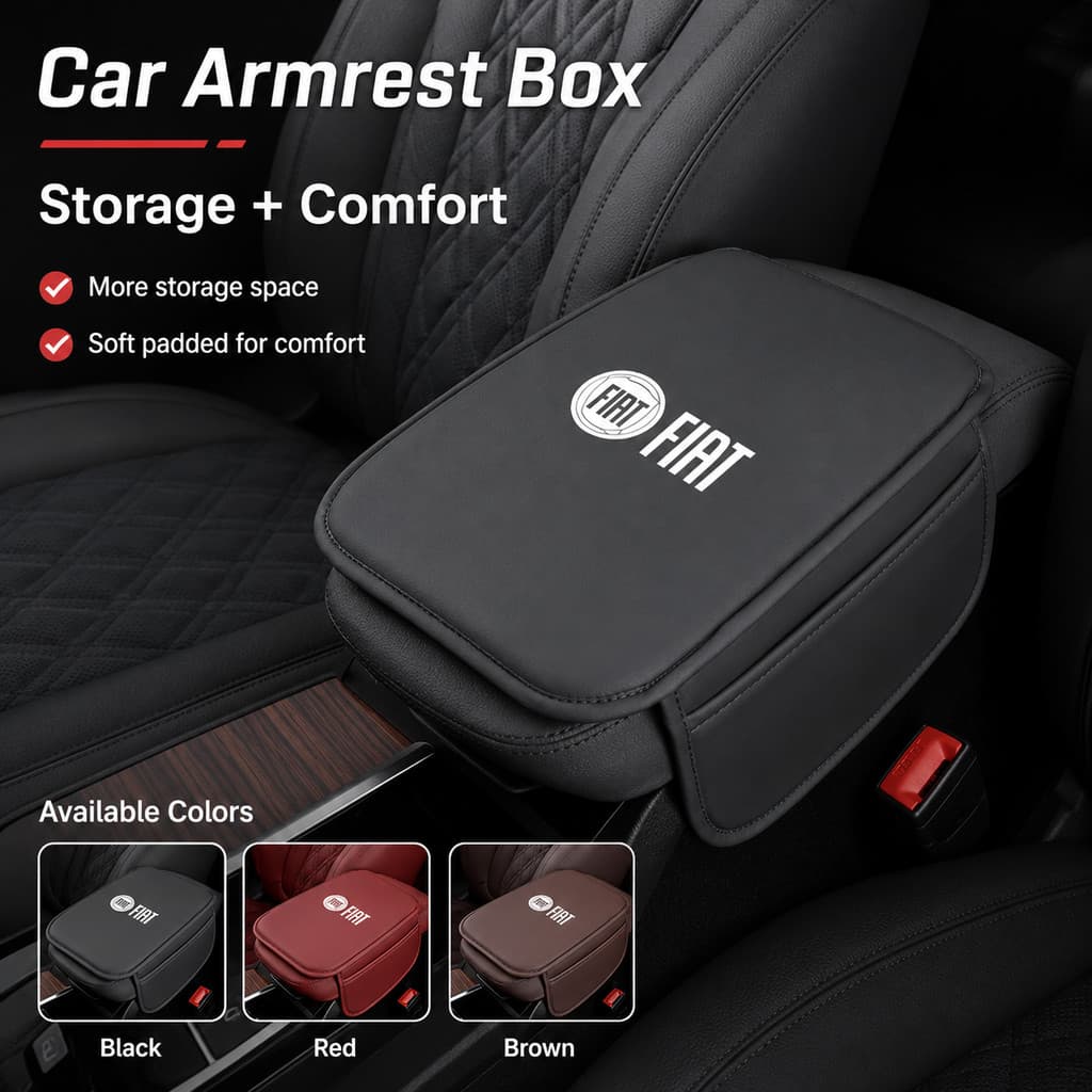 1Pc Caixa De Apoio De Braço Do Carro Organizador De Armazenamento Almofada Macia Console Central Para Fiat 500 Panda Pun