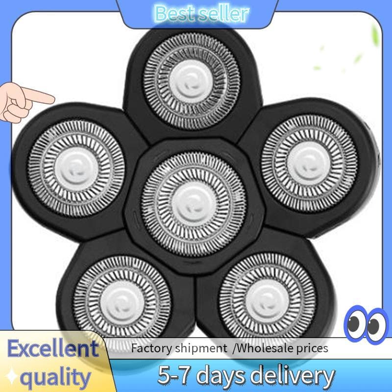 Cabeças De Barbeador Elétrico Masculino Lâmina Elétrica Cabeça De Substituição 6 Lâminas Preto Careca