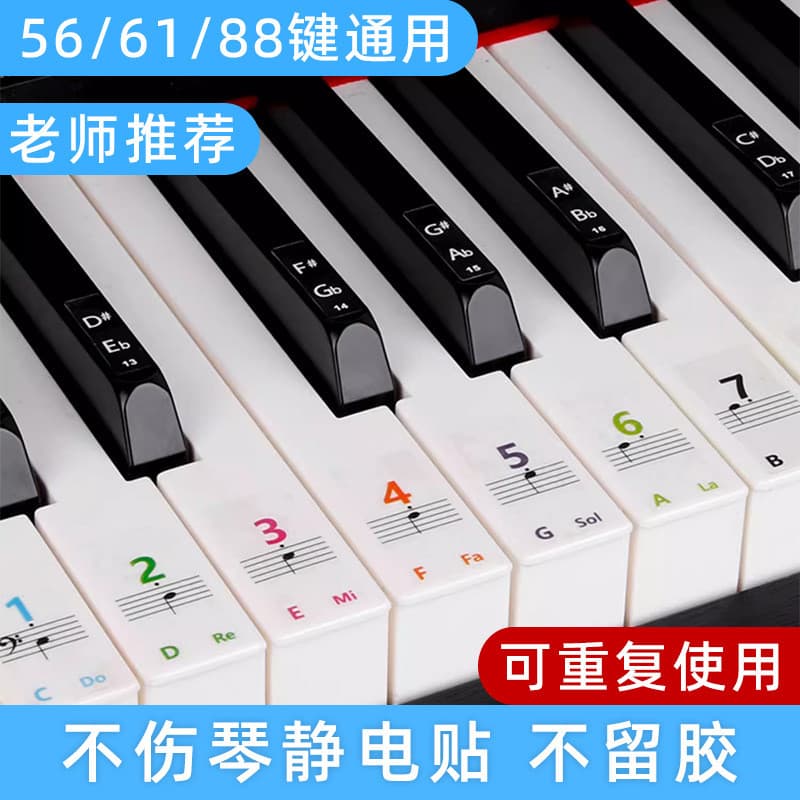 Adesivo de teclado de Piano cor 88 teclas 61 teclas 54 teclas teclado eletrônico adesivo número pessoal nota adesivo ace
